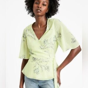 NWT Banana Republic Short Sleeve Wrap Kimono Blouse size S
